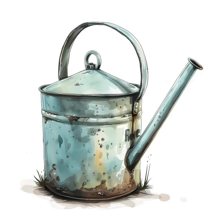 Rusty Watering Can Illustration