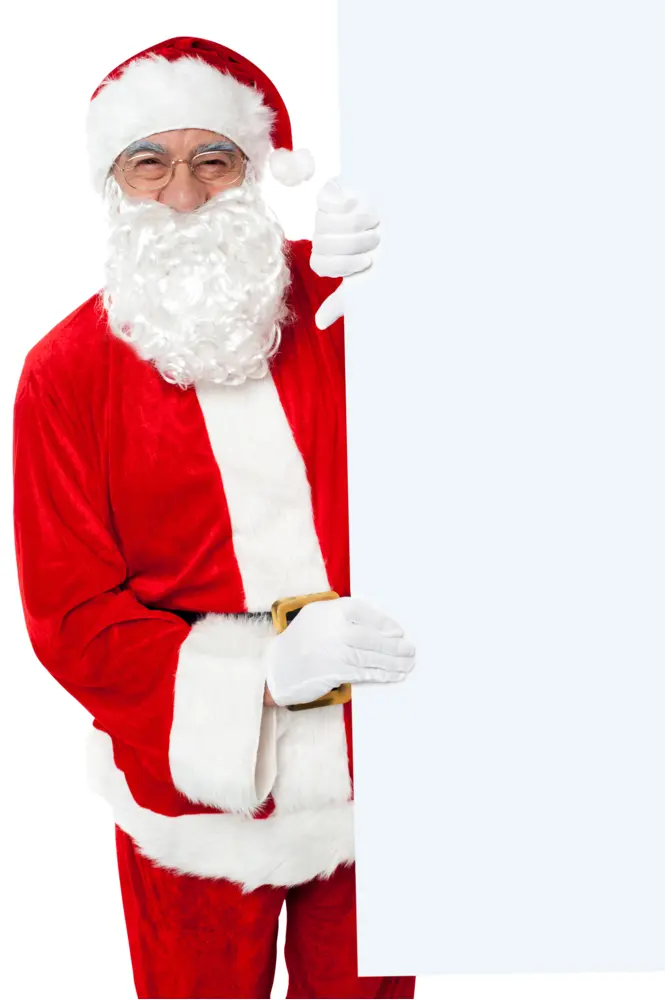Santa Claus Holding Vertical Blank Sign
