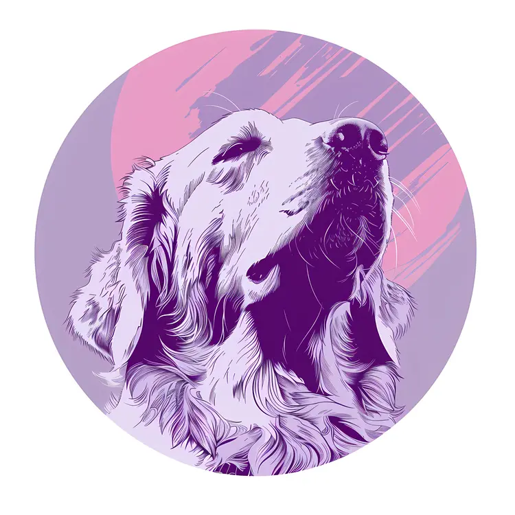 Purple Golden Retriever Illustration