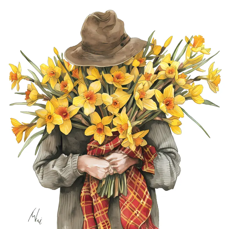 Person Holding Yellow Daffodils