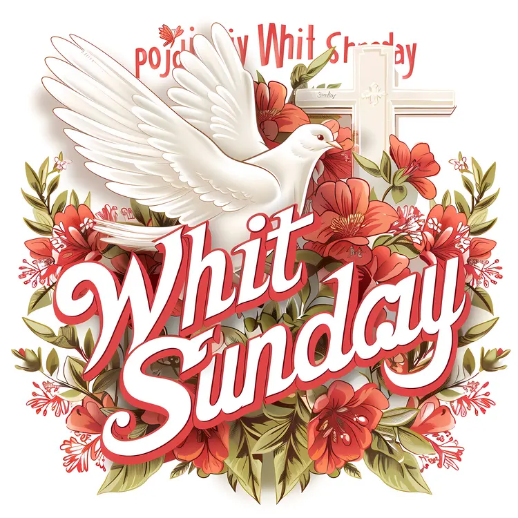 Whit Sunday Celebration with Dove and Flowers
