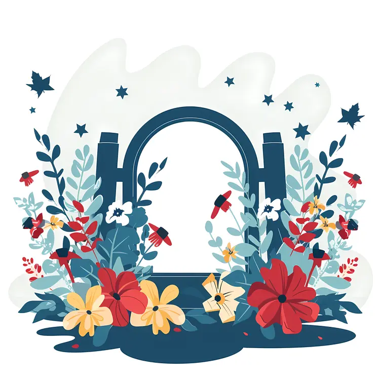 Decorative Arch with Red and Yellow Flowers
