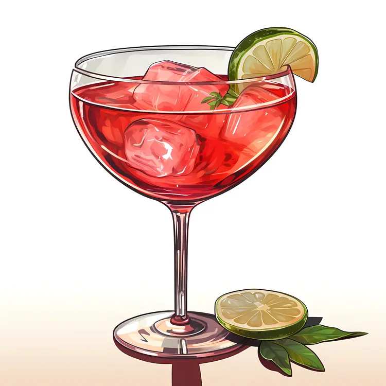 Red Cocktail with Lime Slice