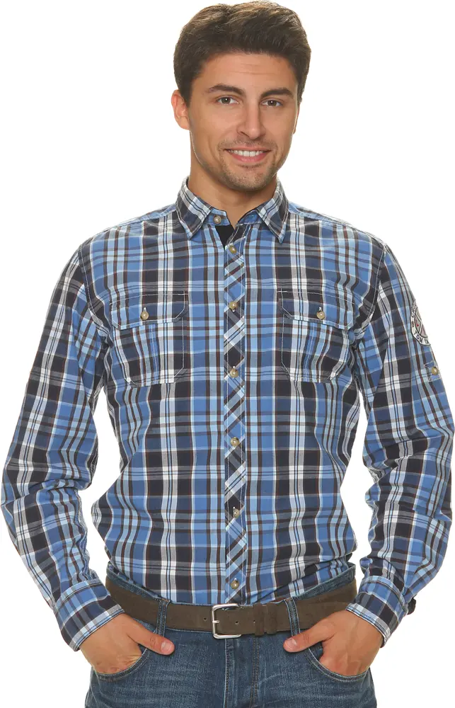 Blue Plaid Shirt from Front
