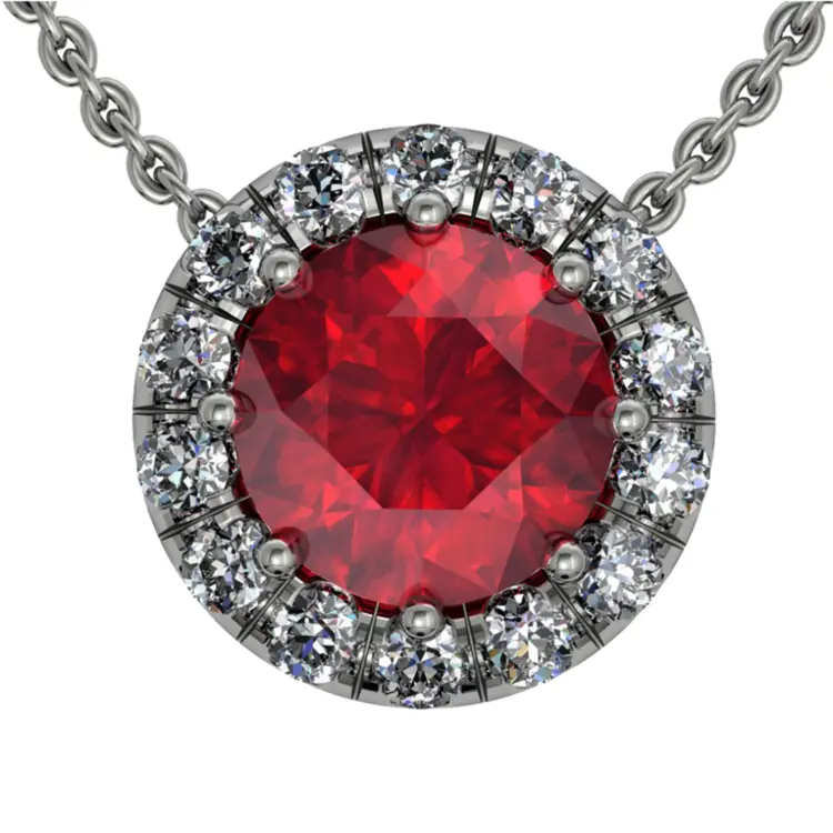 Stunning Red Gem Pendant with Silver Chain