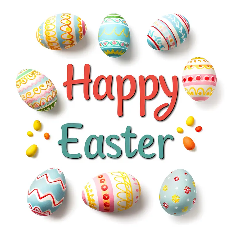 Happy Easter with Colorful Eggs