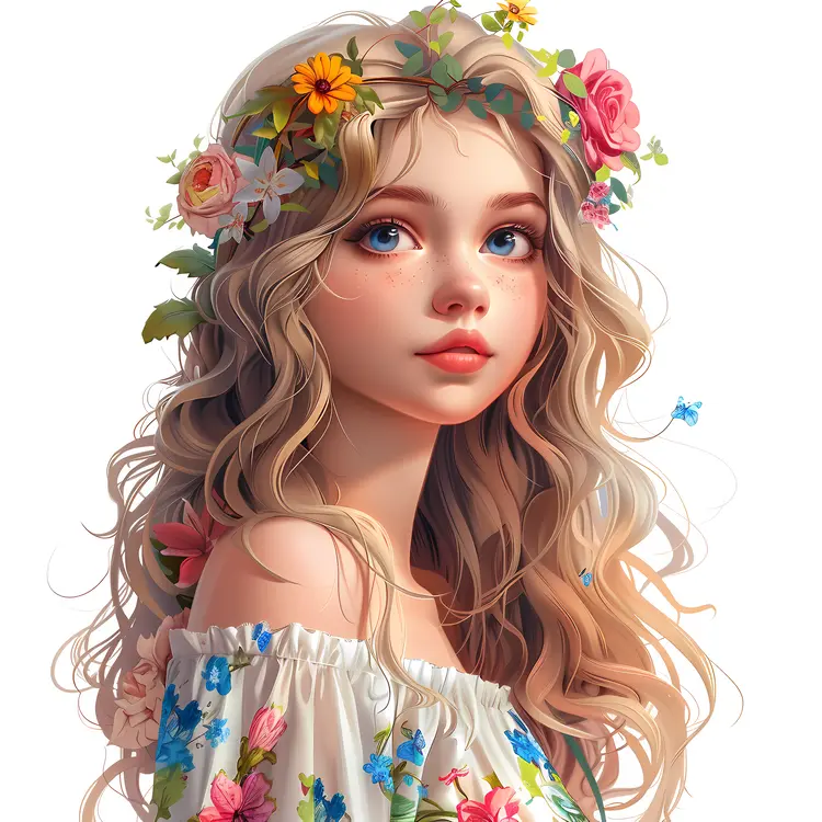 Lovely Girl with Flower Crown