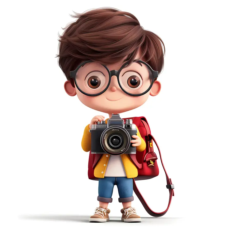 Cute Boy with Camera Illustration