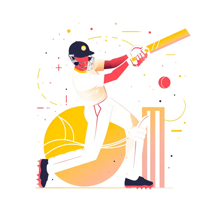 Cricket Player Hitting Ball with Abstract Background
