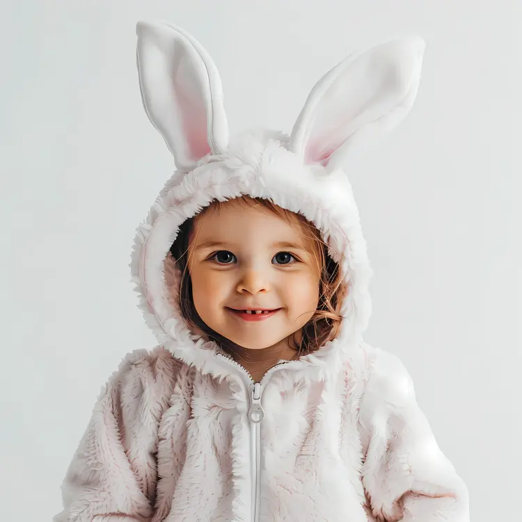 Smiling Child in Bunny Costume