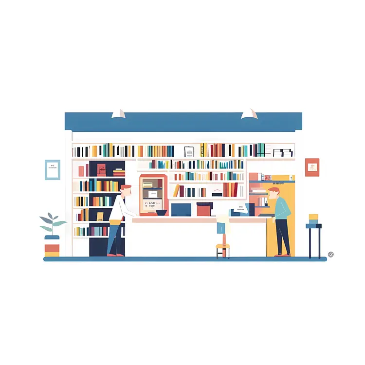 People in a Modern Library