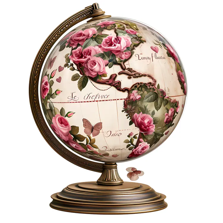 Rose Globe with Floral Design