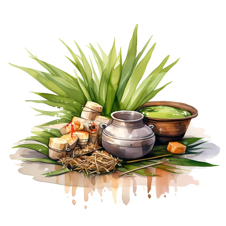 Traditional Cooking Pot with Herbs and Spices