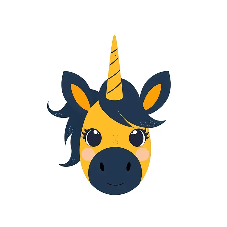 Yellow Unicorn with Blue Mane