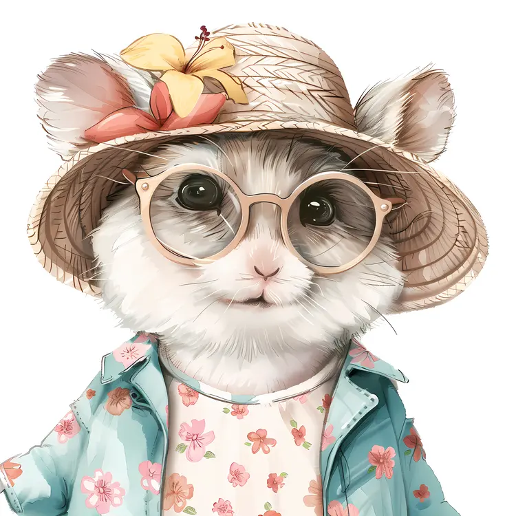 Adorable Hamster in Floral Outfit