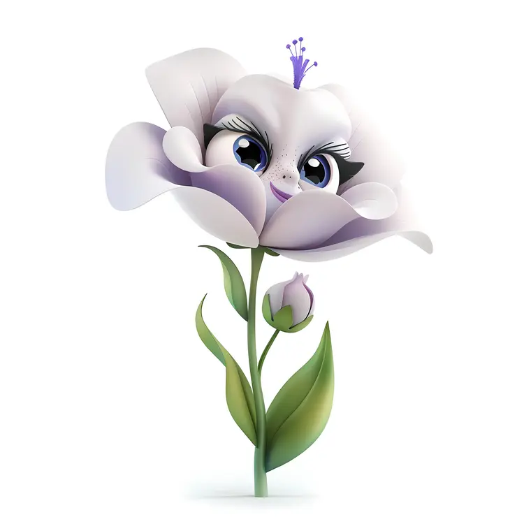 Cute Cartoon Flower with Eyes