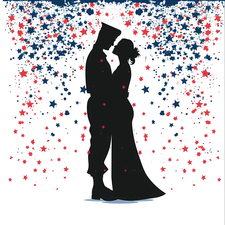 Silhouette Couple with Starry Background