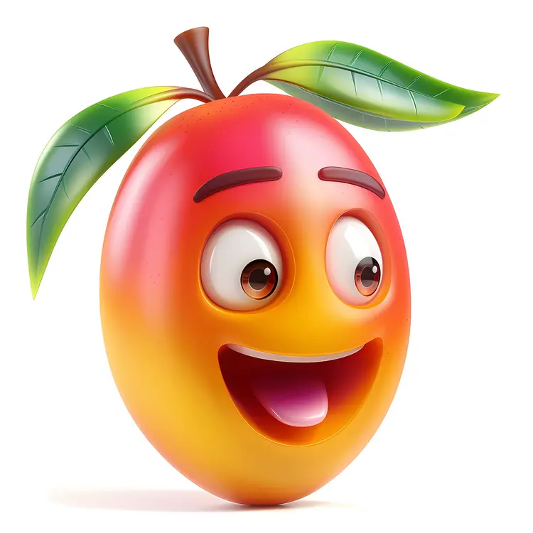 Smiling Mango Cartoon Illustration