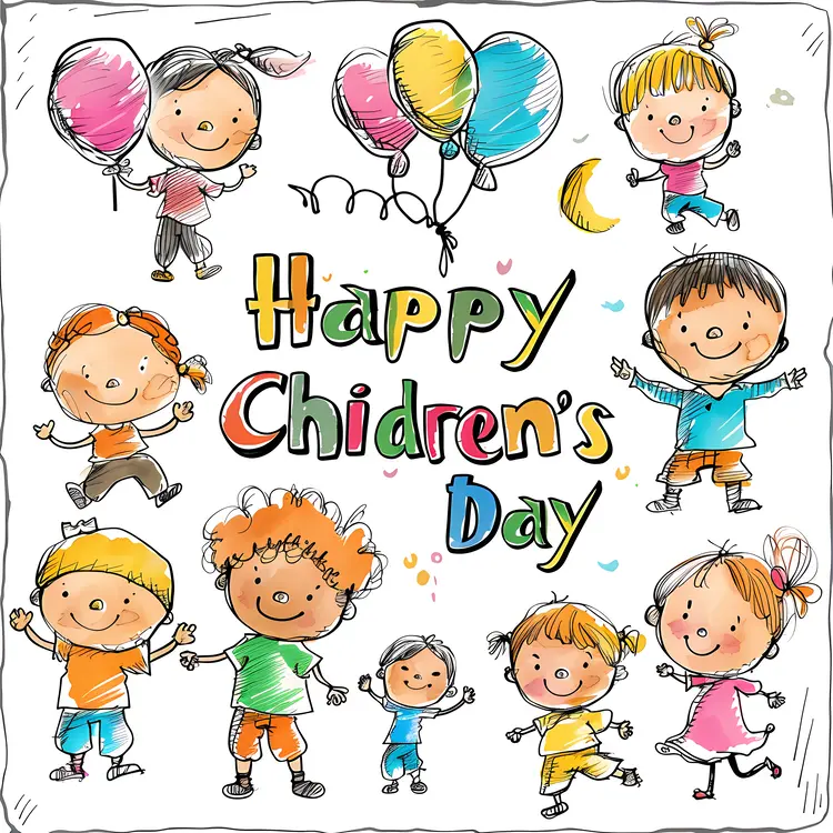Happy Children's Day Celebration with Balloons