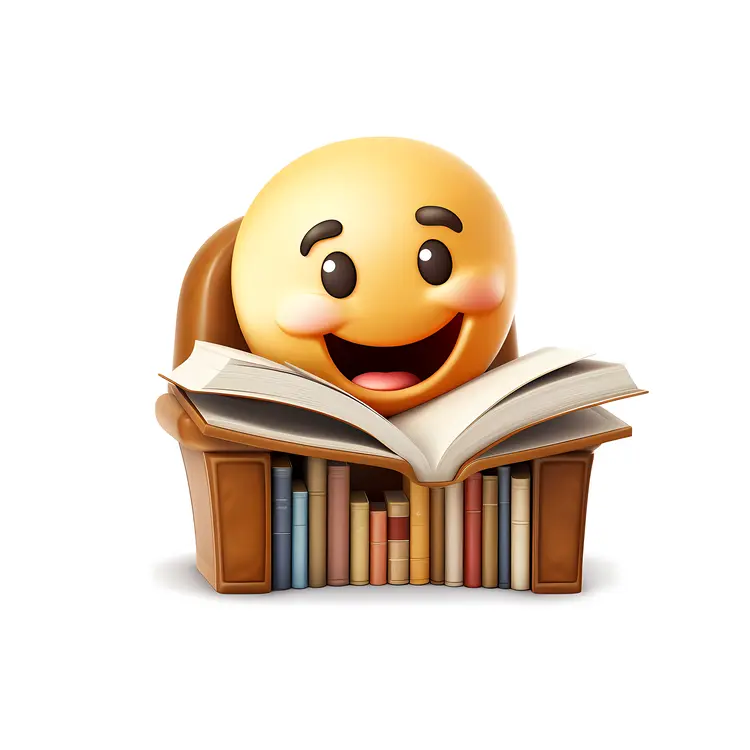 Happy Smiley Face Reading a Book