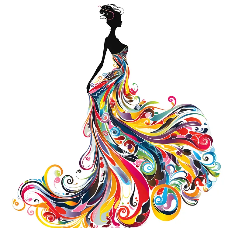 Abstract Colorful Flowing Dress