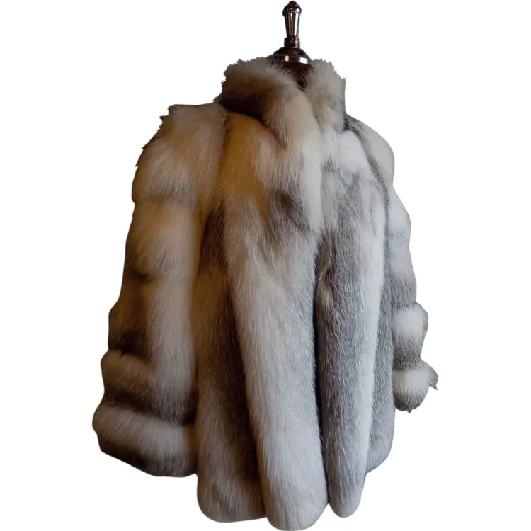 Luxurious Gray Fur Coat for Winter