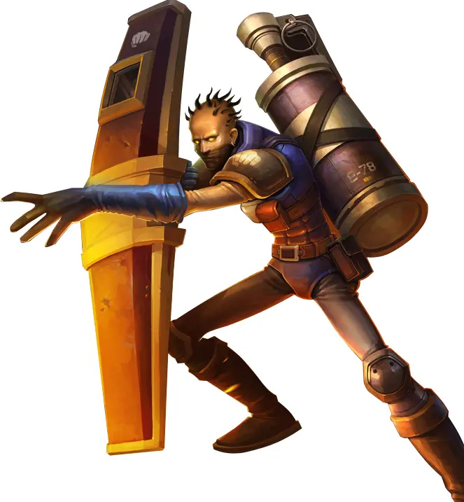 Armored Character with Shield and Weapon