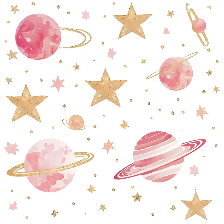 Pink Planets and Stars in Space