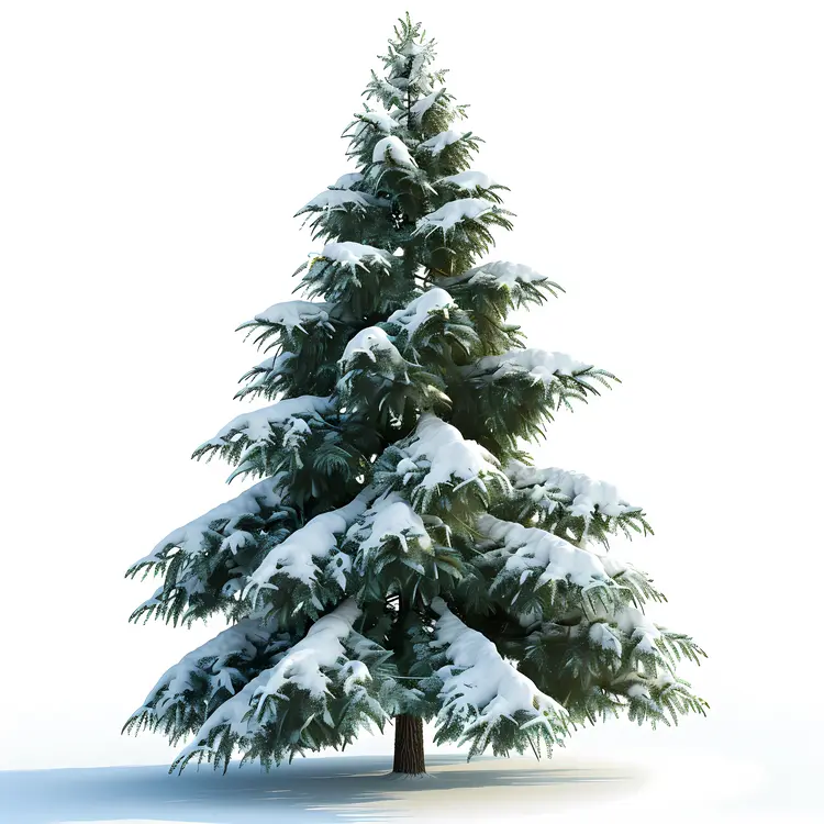 Snowy Evergreen Tree in Winter