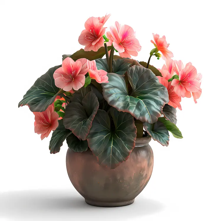 Pink Flowers in a Gray Pot