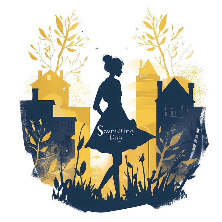 Woman Sauntering in City