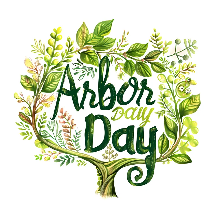 Arbor Day Celebration with Tree and Leaves