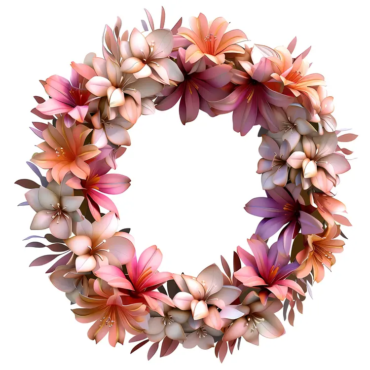 Vibrant Floral Wreath with Pink and Orange Flowers