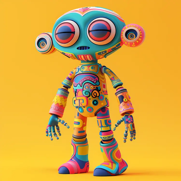 Colorful Patterned Cartoon Alien