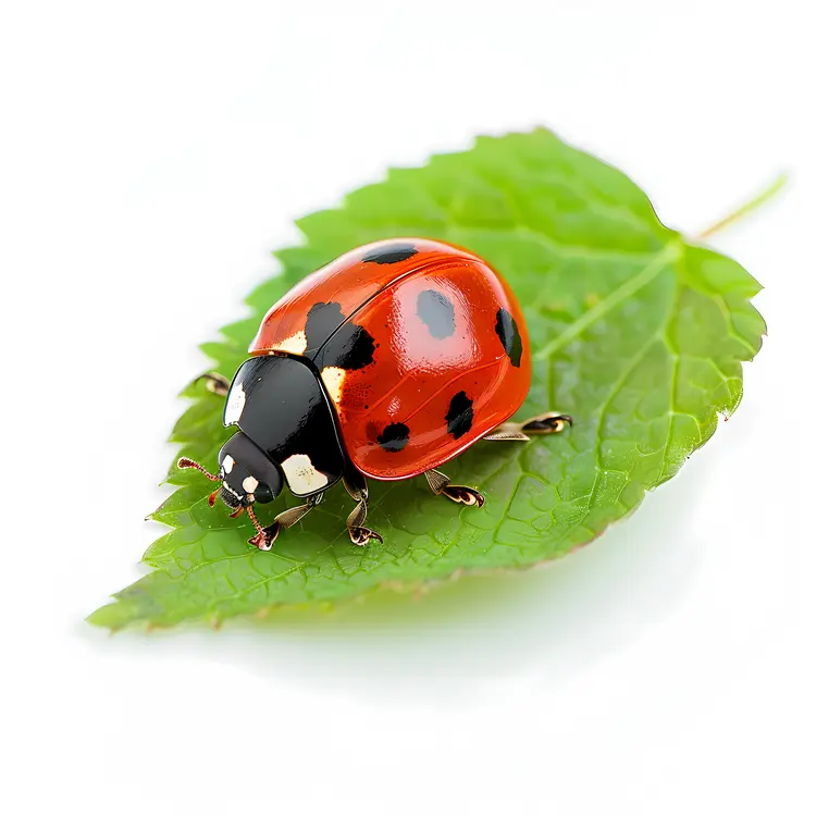 Ladybug on green leaf