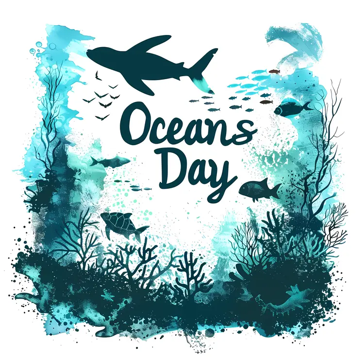 Oceans Day Marine Life Illustration