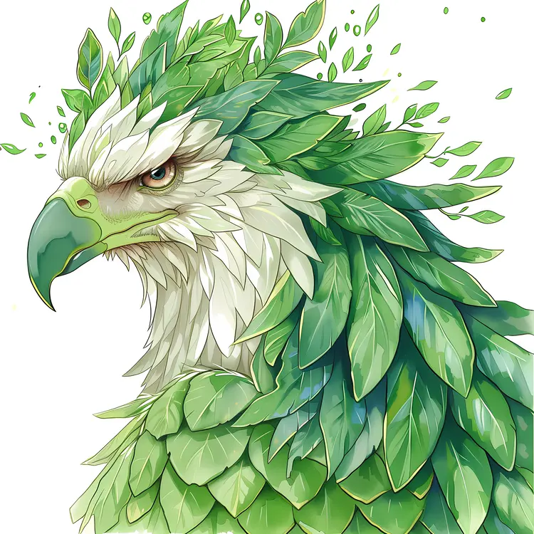 Green Leafy Eagle Illustration