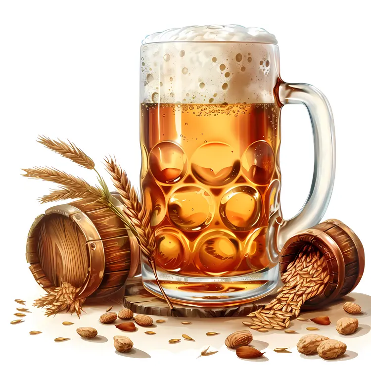Beer Mug with Barley and Foam