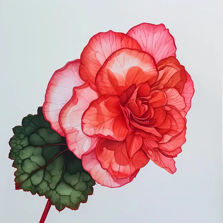 Beautiful Red and Pink Flower with Green Leaves