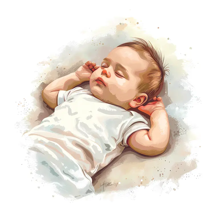 Peaceful Sleeping Baby Illustration