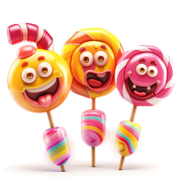 Happy Cartoon Lollipops