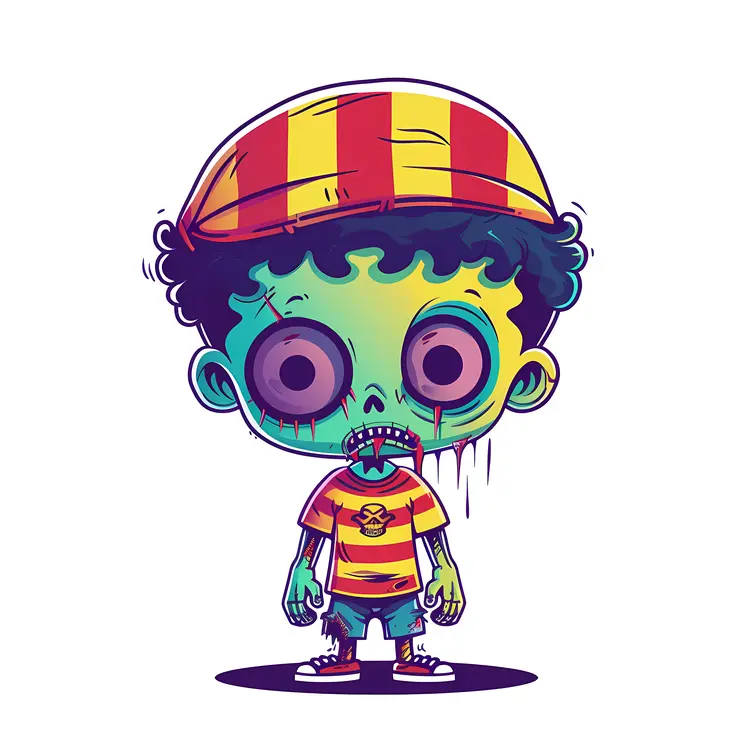 Green Zombie with Striped Cap