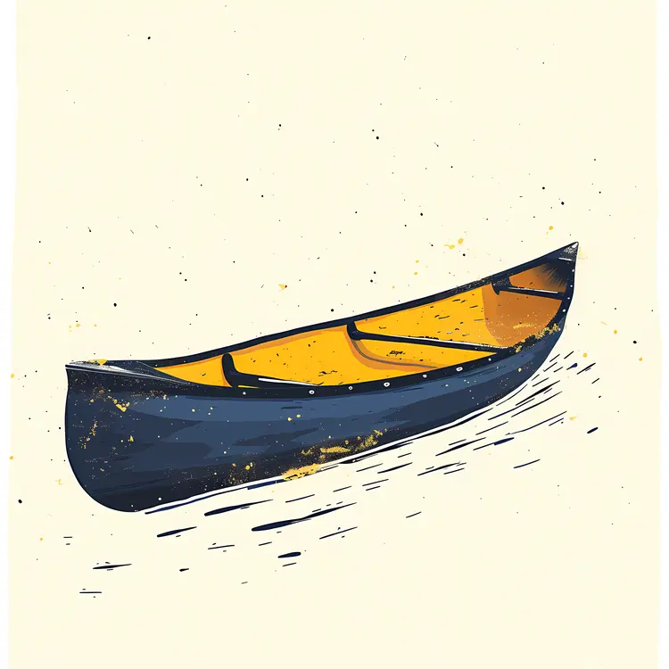 Yellow and Black Canoe with Paddle