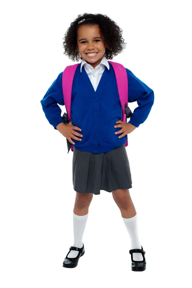 Smiling Schoolgirl in Uniform with Backpack