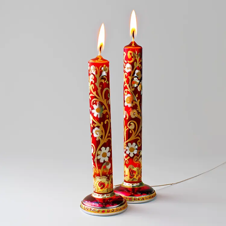 Red and Gold Floral Decorative Candles
