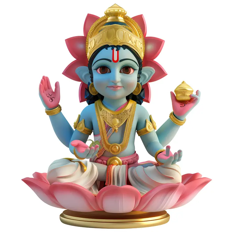 Hindu Deity Sitting on a Lotus