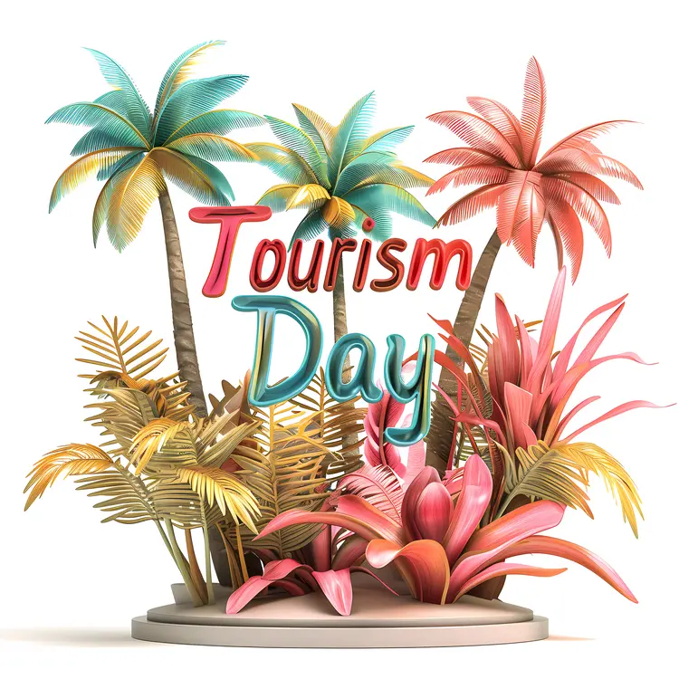 Tourism Day Text with Palm Trees