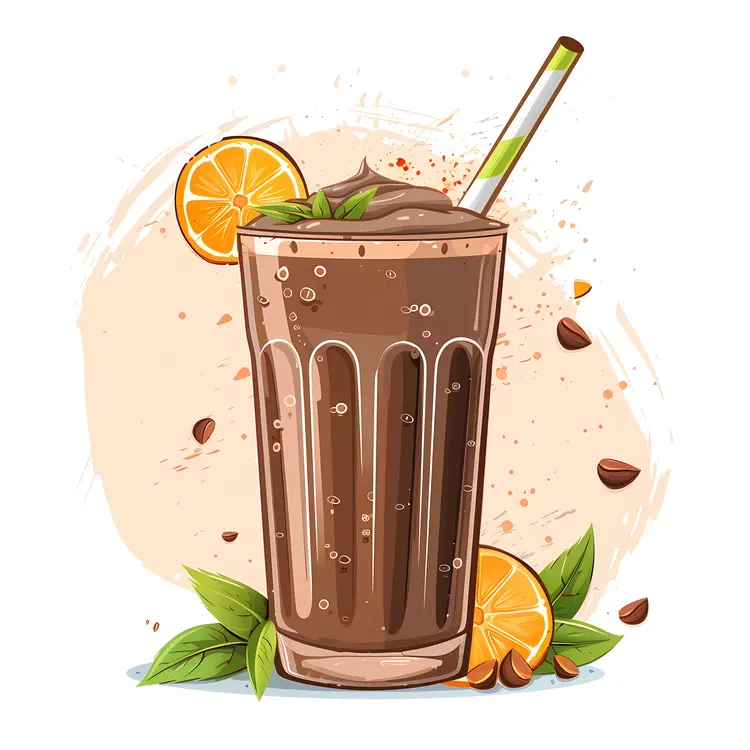 Delicious Chocolate Smoothie with Orange Slice