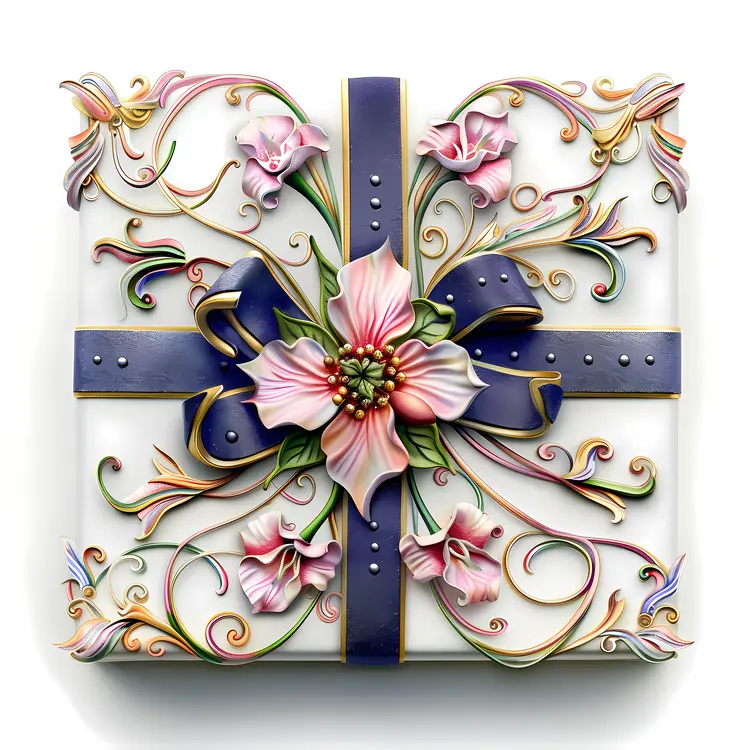 Ornate Gift Box with Floral Decorations