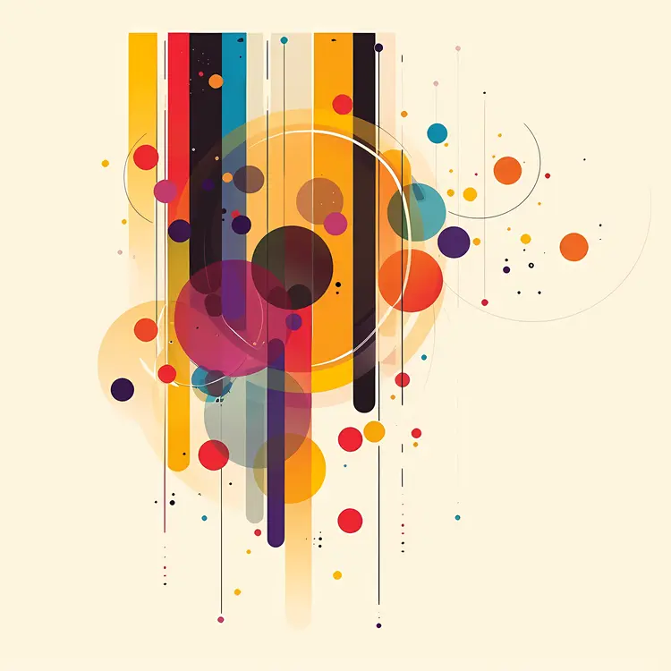 Colorful Circles and Lines in Abstract Art
